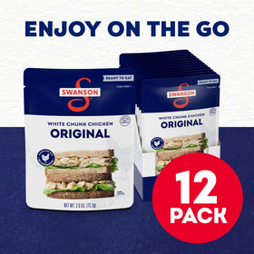 Swanson Original White Chunk Chicken open pouch ready-to-use for easy lunches.