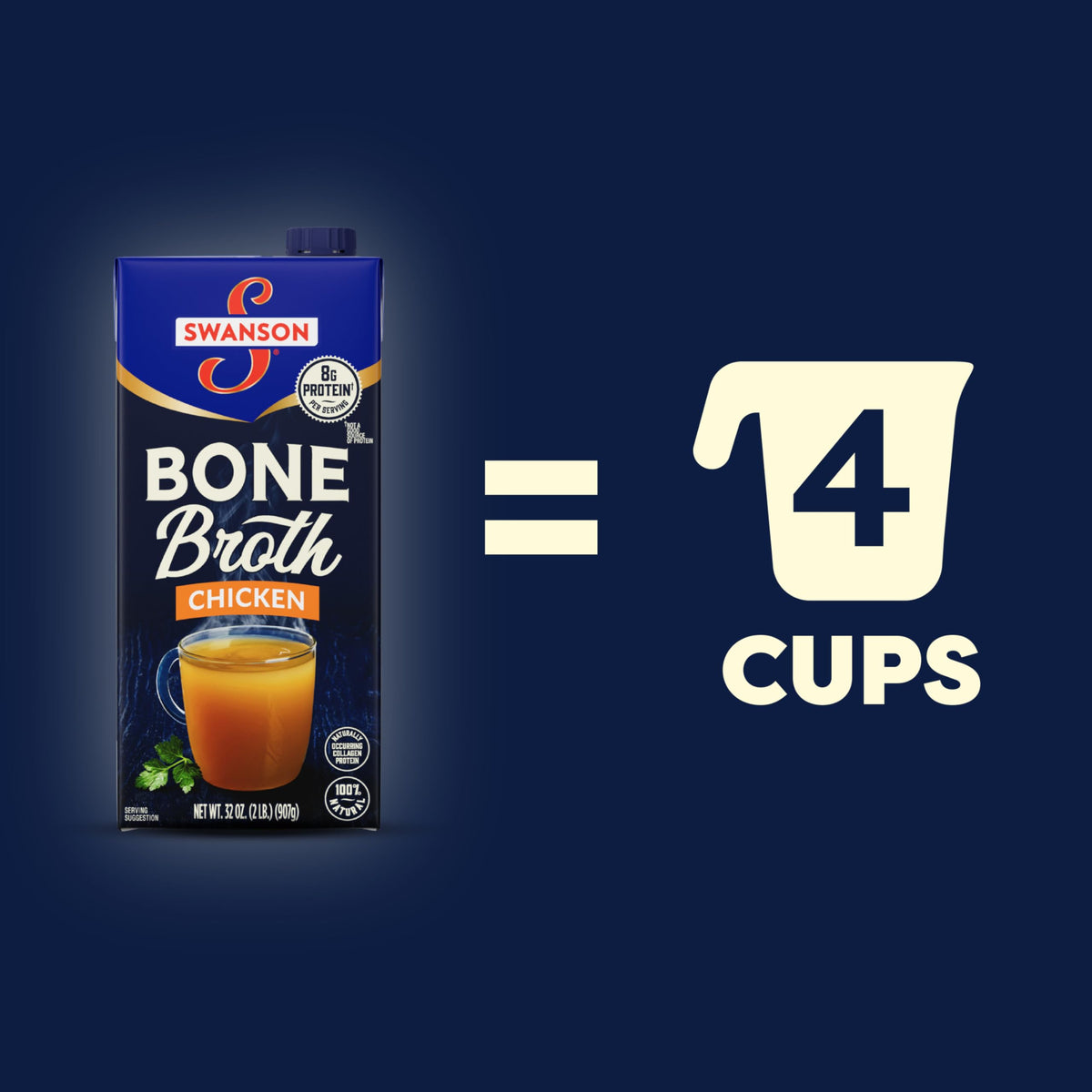 Swanson S broth is pour-ready for fast microwaved snacks or recipes.