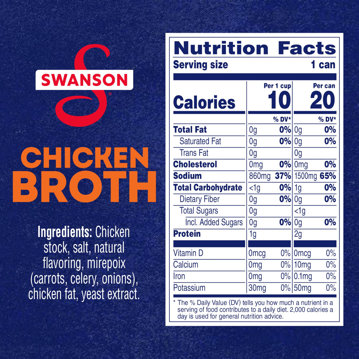 Swanson S Chicken Broth label closeup highlights gluten-free, non-GMO goodness.