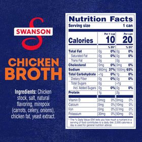 Swanson S Chicken Broth label closeup highlights gluten-free, non-GMO goodness.