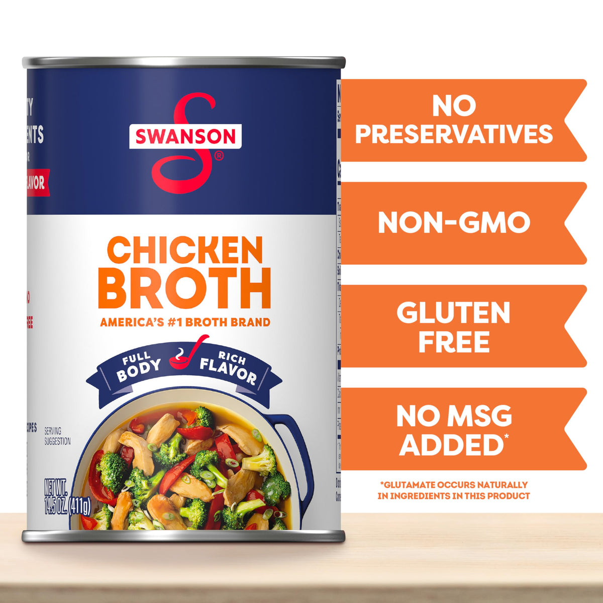 Swanson S Chicken Broth in a pot, perfect for simmered stews and sauces.