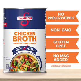 Swanson S Chicken Broth in a pot, perfect for simmered stews and sauces.