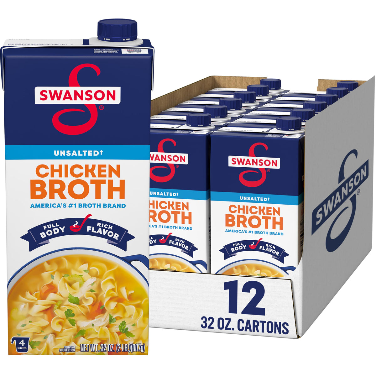 SWANSON S unsalted chicken broth carton 32 oz ready-to-use base