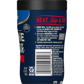 Swanson Sipping Beef Bone Broth cup reveals rich roasted flavor