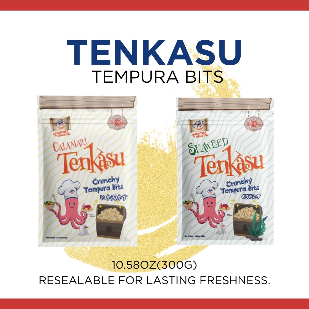 Japanese-made Swashbuckle Calamari Tenkasu Bits heritage packaging