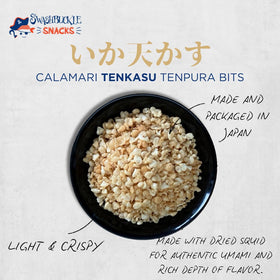 Open bag of Swashbuckle Calamari Tenkasu Bits ready to enjoy