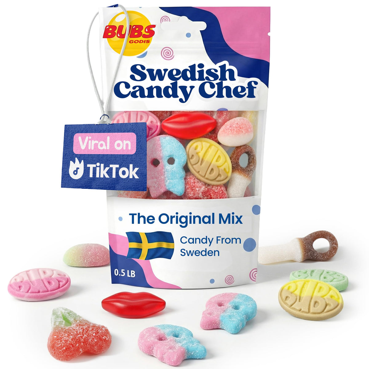 Swedish Candy Chef skulls close-up, authentic flavor for gifting.
