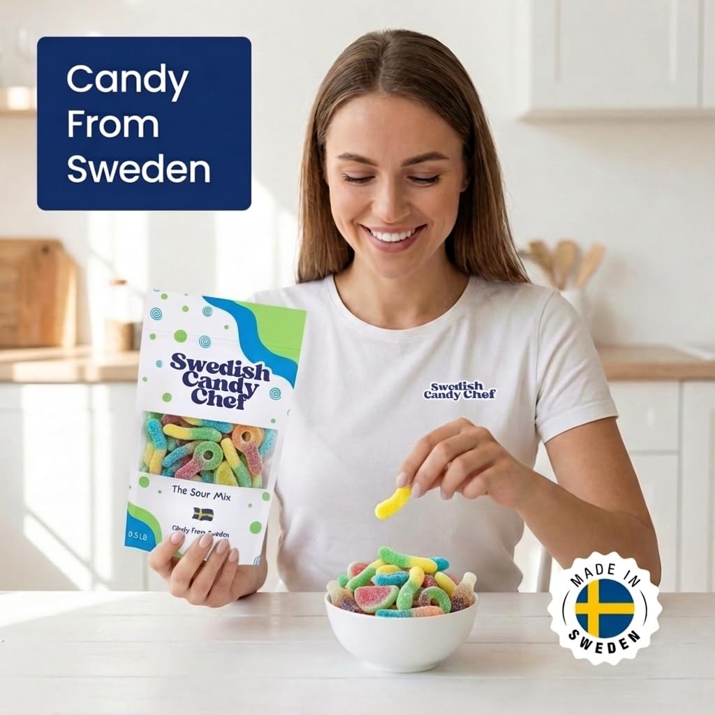 Swedish Candy Chef Hand Packed in Sweden emphasizes careful presentation.