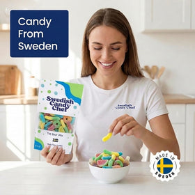 Swedish Candy Chef Hand Packed in Sweden emphasizes careful presentation.