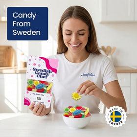 Swedish Candy Chef hand packed in Sweden emphasizes artisanal care.