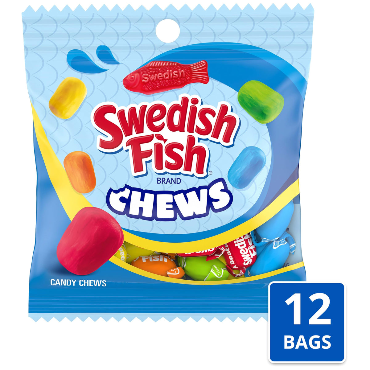 Swedish Fish chews Blue Raspberry close-up, offering a refreshing fruit note for quick treats.