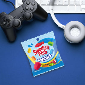 Swedish Fish chews party favors and stocking stuffers presentation.