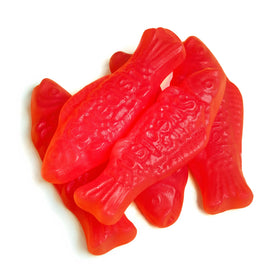 Swedish Fish fat-free snack with signature bright red fish shapes for light indulgence.