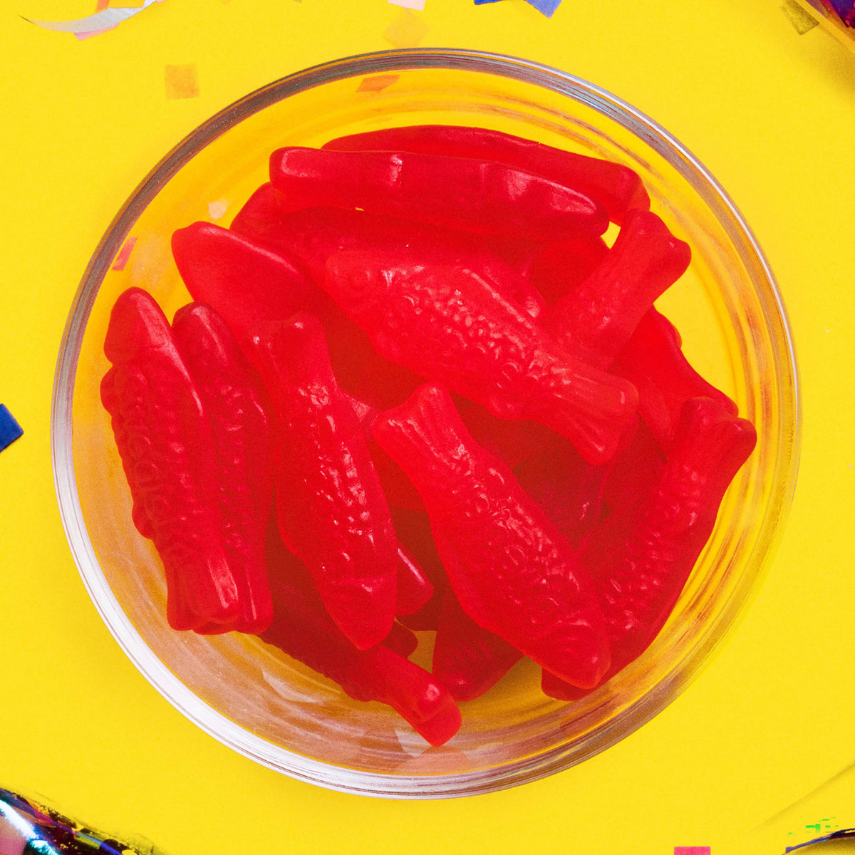 Swedish Fish logo on pack highlights brand recognition.