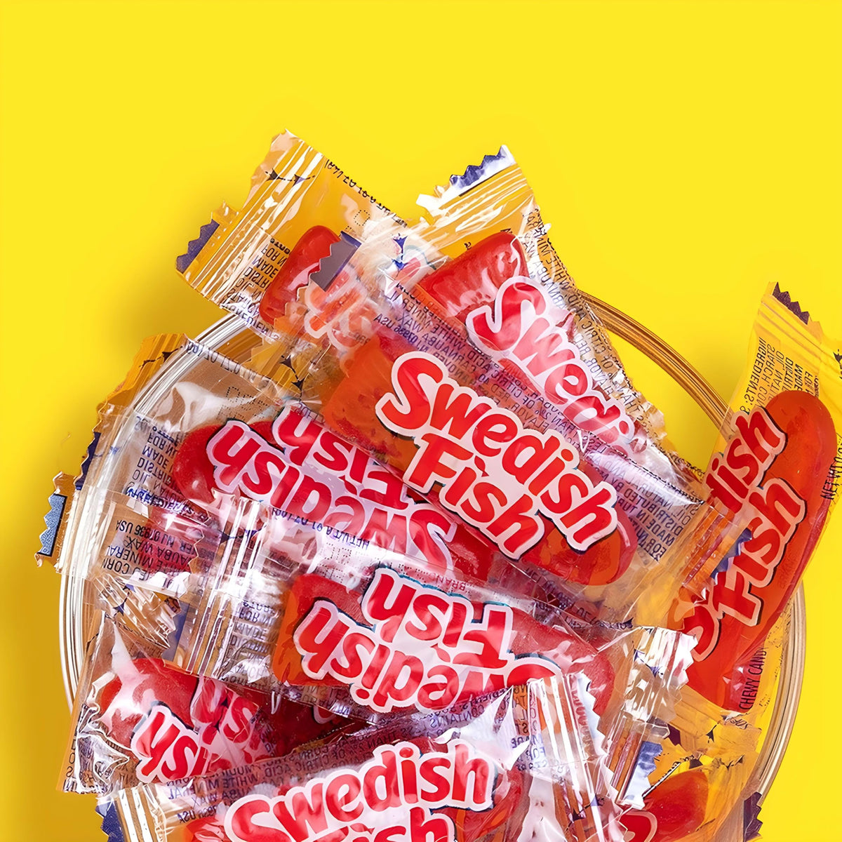 Swedish Fish movie-night snack option with chewy texture.