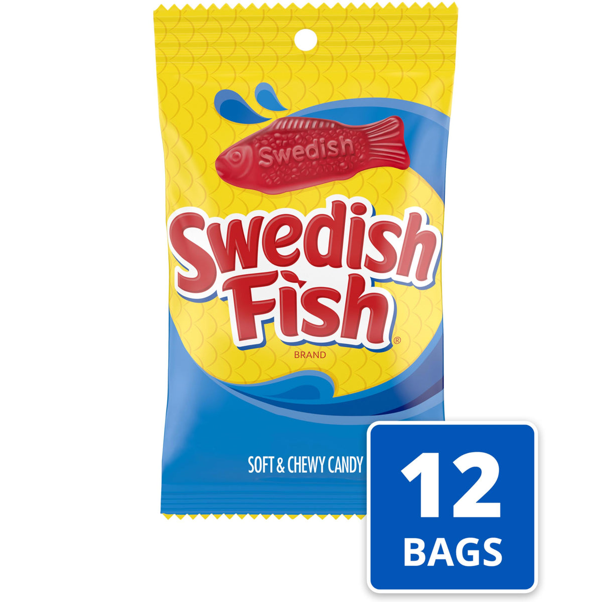 Swedish Fish soft-chewy texture close-up for satisfying snacking.