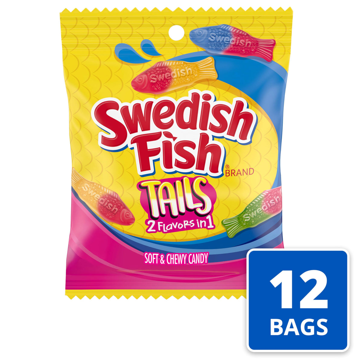 Swedish Fish Tails raspberry mango flavor mix with tropical sweetness.
