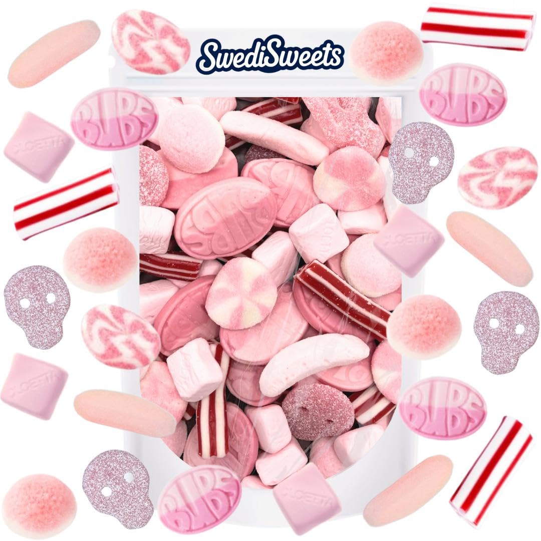 Swedisweets All About Pink pack shot showing vibrant pink candy for festive gatherings