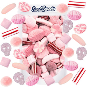Swedisweets All About Pink pack shot showing vibrant pink candy for festive gatherings