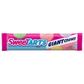 SweeTARTS Giant Chewy Candy packaging highlights a shareable treat with vibrant colors