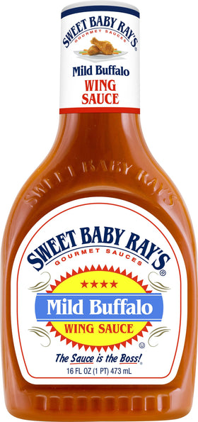 Sweet Baby Ray's Buffalo Wing Sauce glazed wings on the grill for a smoky finish.