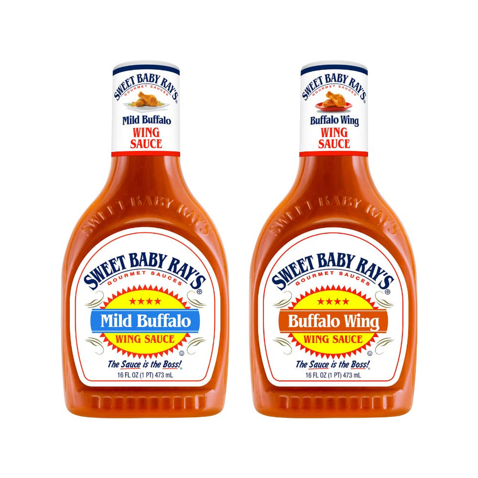 Sweet Baby Ray's Buffalo Wing Sauce pour reveals bold, garlicky flavor ready for wings.