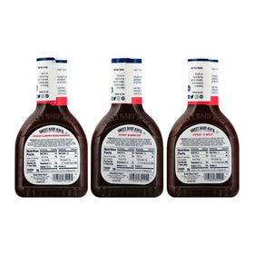 Sweet Baby Ray's Hickory Brown Sugar BBQ Sauce bottle adds smoky depth to grilling.