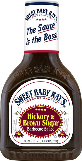 Sweet Baby Ray's Honey BBQ label close-up highlighting sweet tangy flavor.