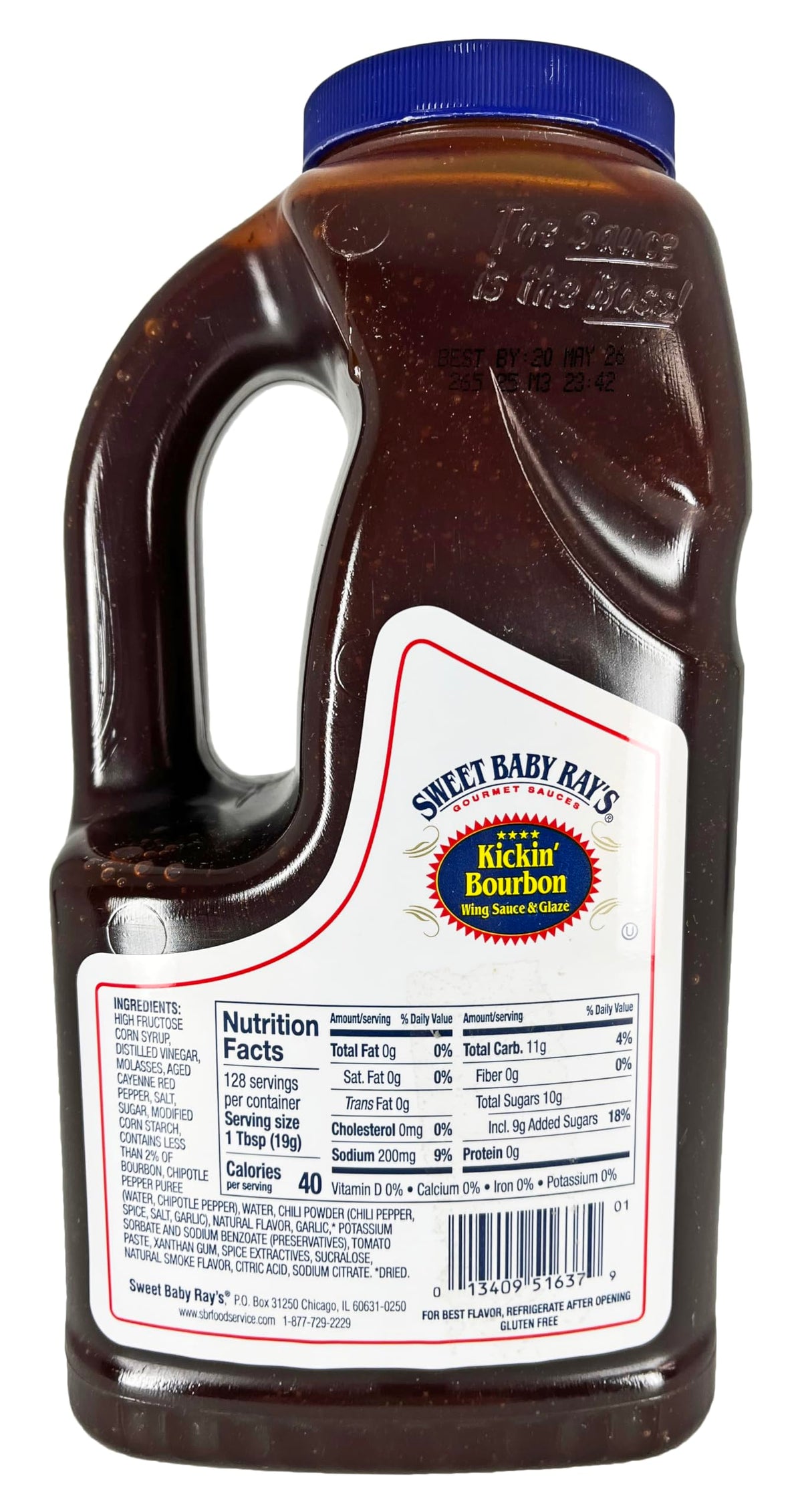 Sweet Baby Ray's Kickin Bourbon Wing Sauce pour action coats wings beautifully.