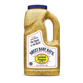 Sweet Baby Ray's Lemon Pepper Wing Sauce 64oz bottle, ready to glaze wings or shrimp.