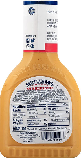 Crispy onion rings dipped in Sweet Baby Ray's Secret Sauce.