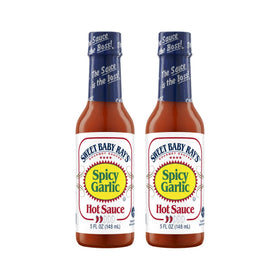 Sweet Baby Ray's Spicy Garlic hot sauce bottle front enhancing bold flavor