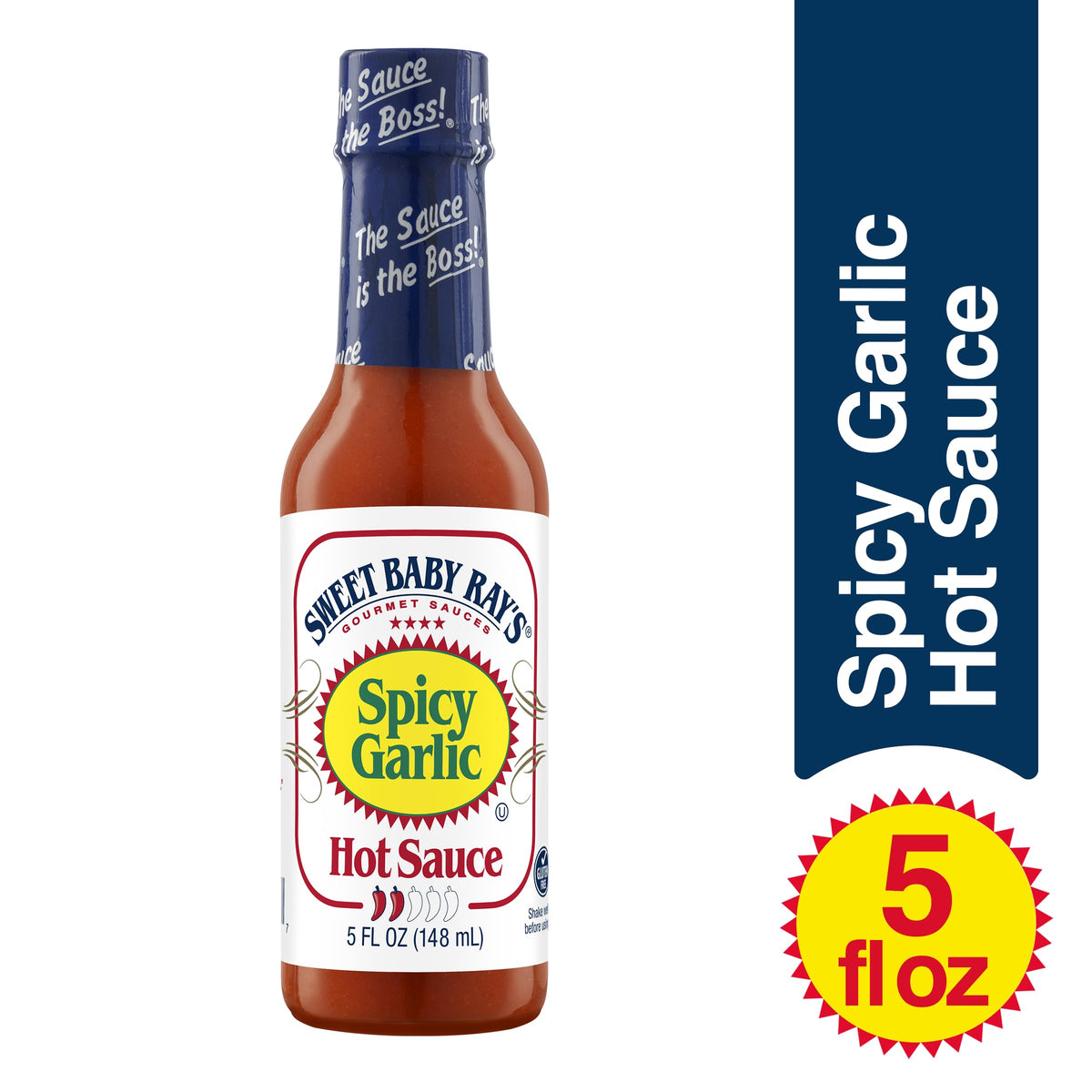 Sweet Baby Ray's Spicy Garlic hot sauce on a burger for flavor boost
