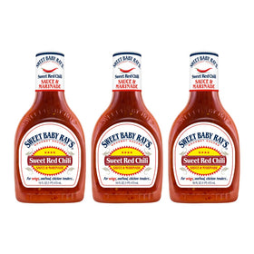 Sweet Baby Ray's Sweet Red Chili bottle front view for quick glaze application.