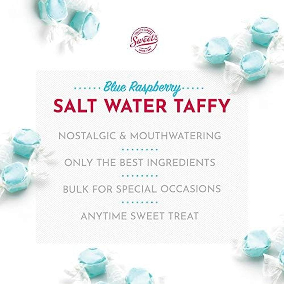 Blue raspberry flavor in a 3 lb bulk bag by Sweet Candy Company