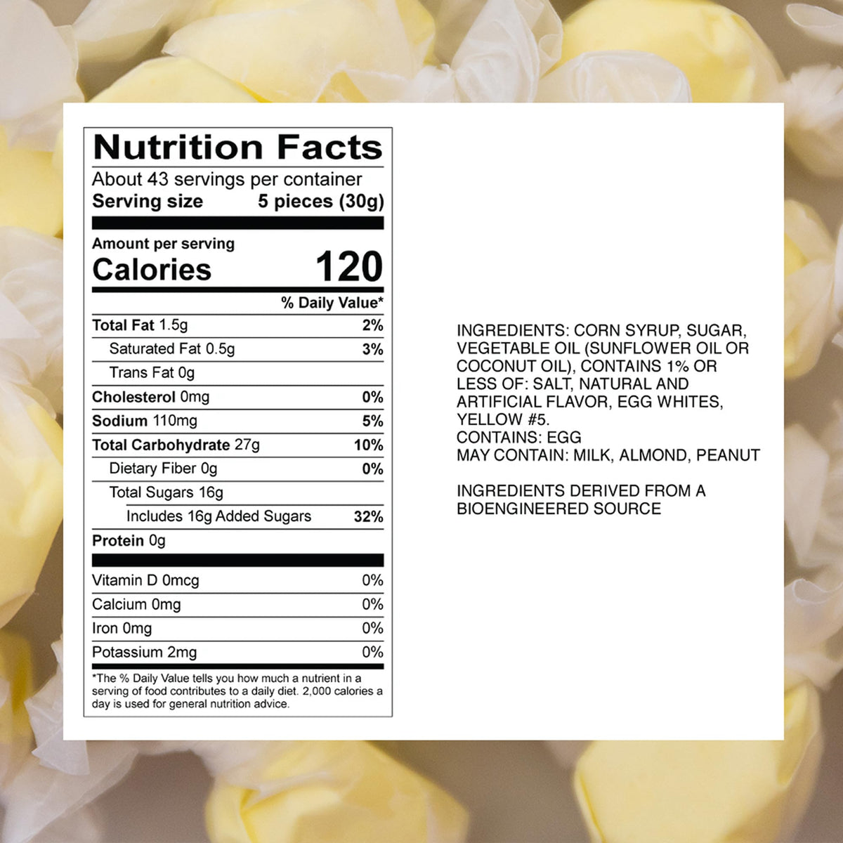 Sweet Candy Company buttered popcorn flavor taffy for movie nights.