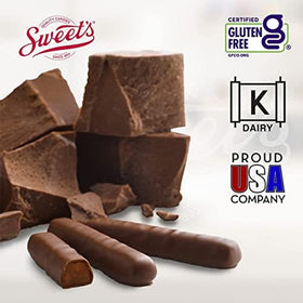 Gift-ready holiday box showcases two 10.5 oz packs from Sweet Candy Company.
