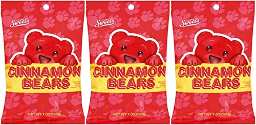 Sweet Candy Company Red Cinnamon Gummy Bears in a 7 oz pack; gluten-free and kosher.
