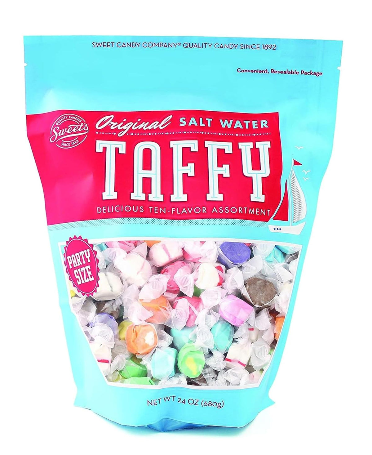 Sweet Candy Company salt water taffy assorted flavors 24oz bag for gatherings