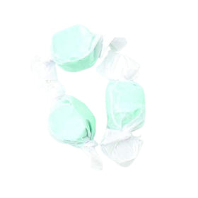 Sweet Candy Company salt water taffy bag close-up, soft and chewy.