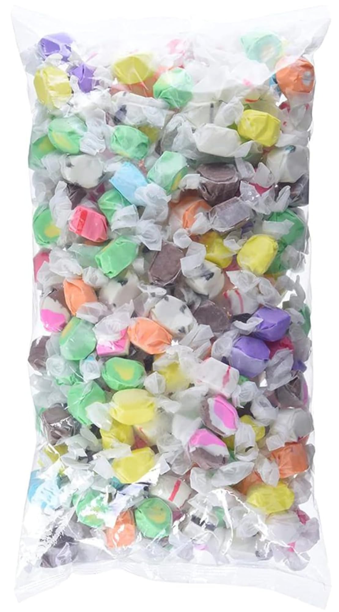 Sweet Candy Company salt water taffy bulk bag shows vibrant colors for gifting.