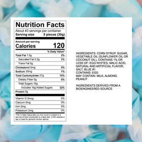 Individually wrapped blue raspberry salt water taffy pieces for easy sharing