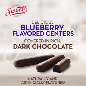Sweet Candy Dark Chocolate Orange and Cherry Sticks closeup emphasizes rich chocolate coating for an indulgent bite.