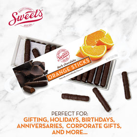 Sweet Candy Dark Chocolate Orange and Cherry Sticks gift-pack display invites sharing and festive treats.