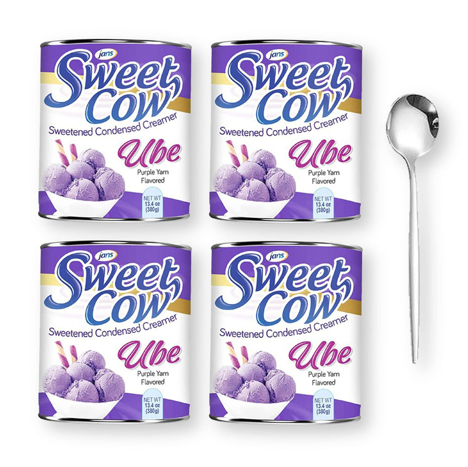 Sweet Cow Ube bottle front view showing vibrant purple yam color for desserts