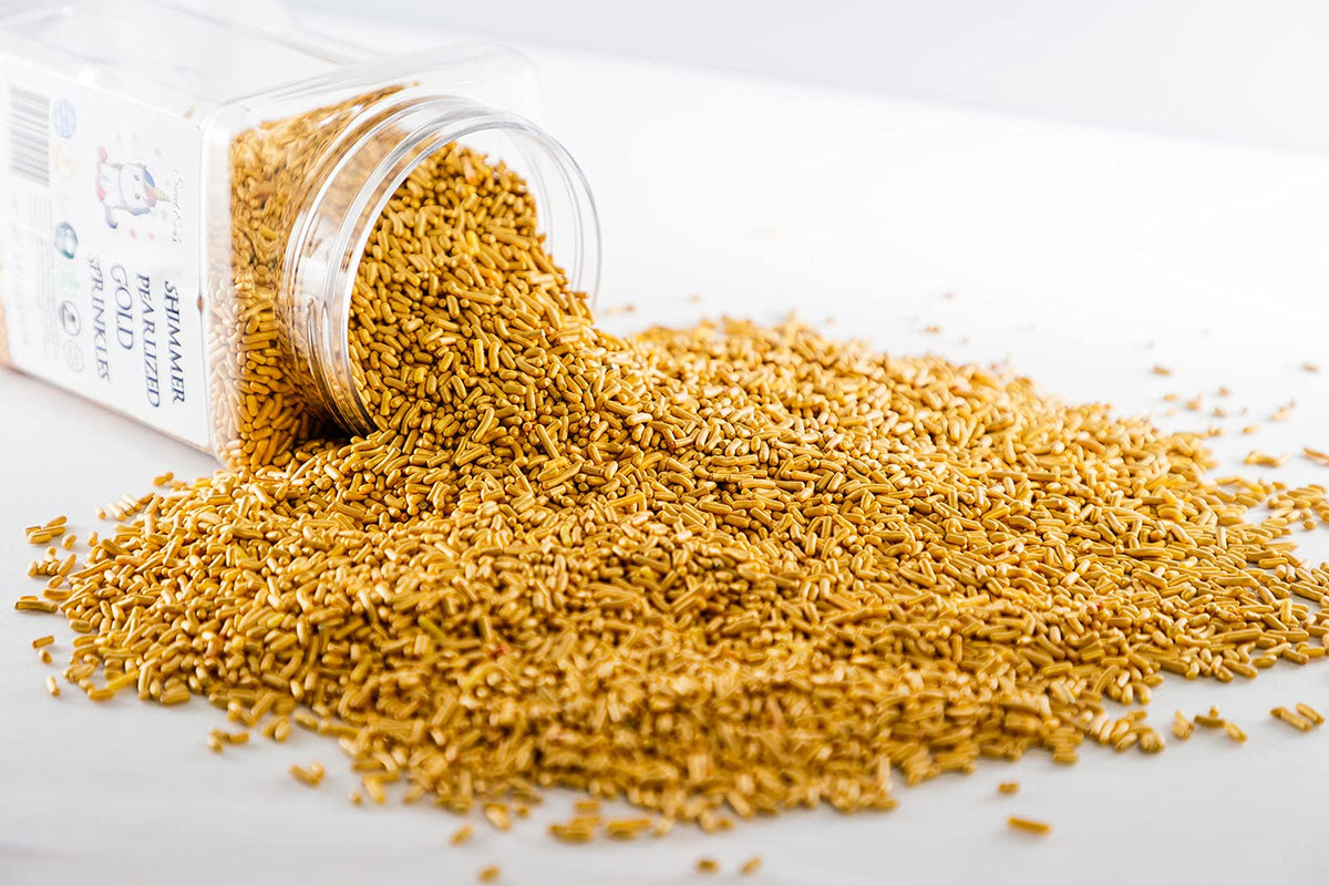 Sweet Eva's gold sprinkles add glam to brownies and desserts
