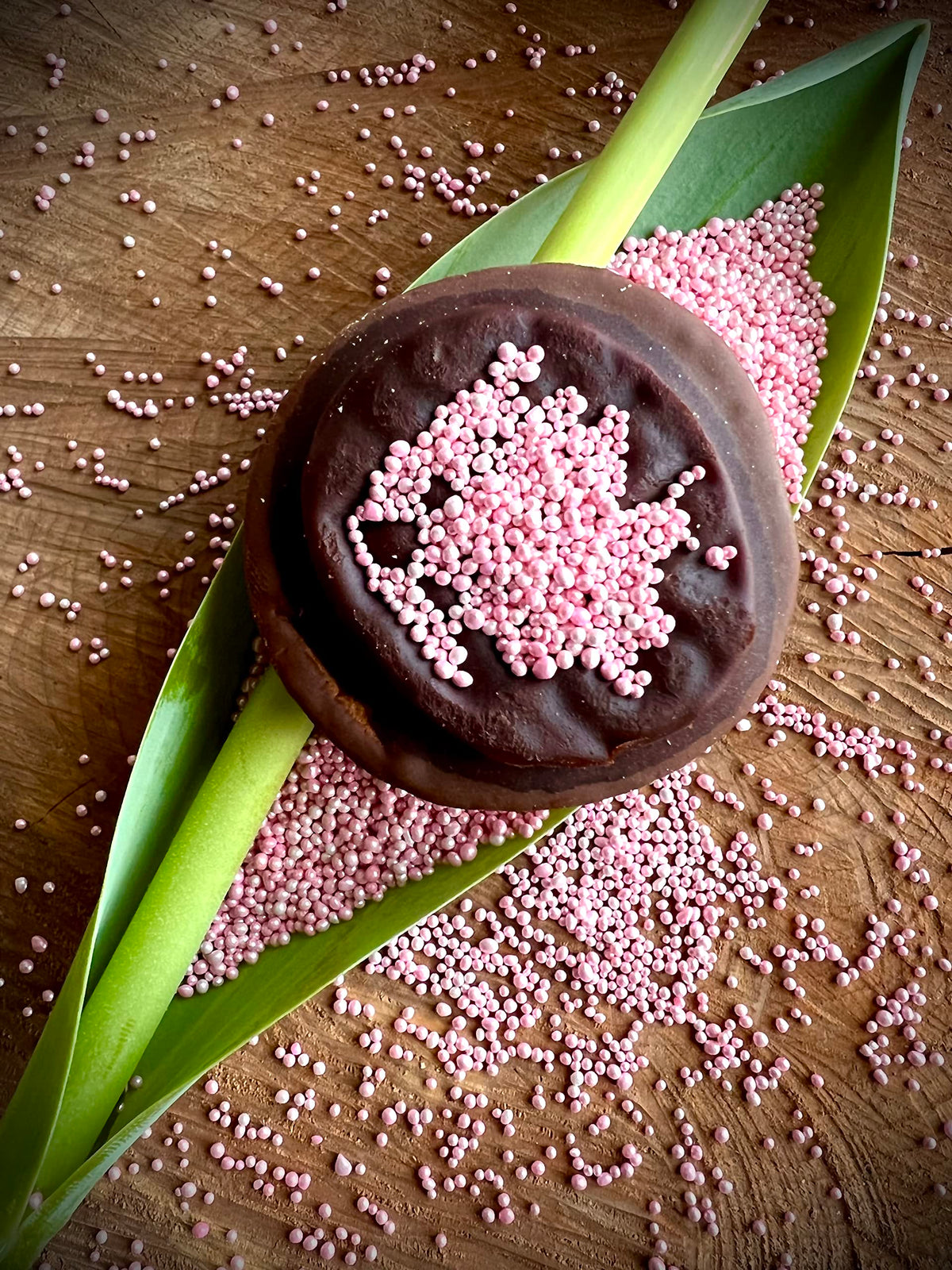 Sweet Eva’s pink pearl nonpareils finish desserts with pop of color
