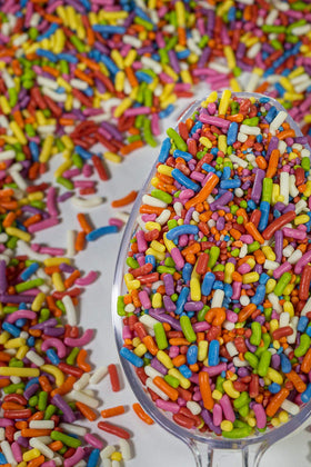 Sweet Eva's Rainbow Sprinkles garnish cookies with bright color