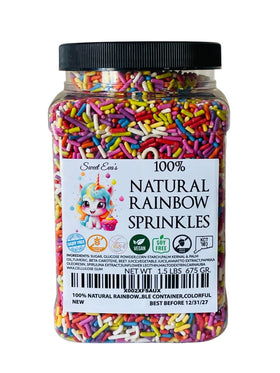 Sweet Eva's Rainbow Sprinkles in a resealable container brighten desserts