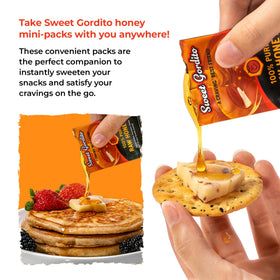 Sweet Gordito honey packets ready for coffee or tea.